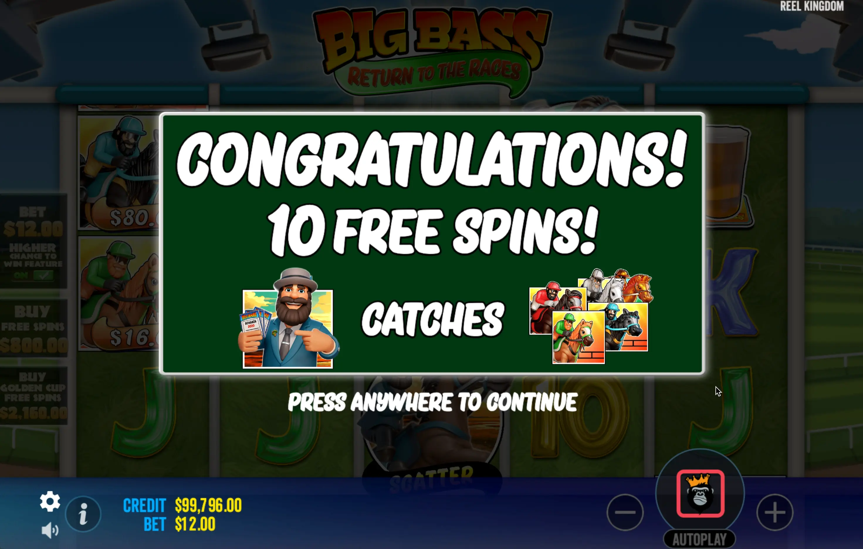 Big Bass Return to the Races slot bets